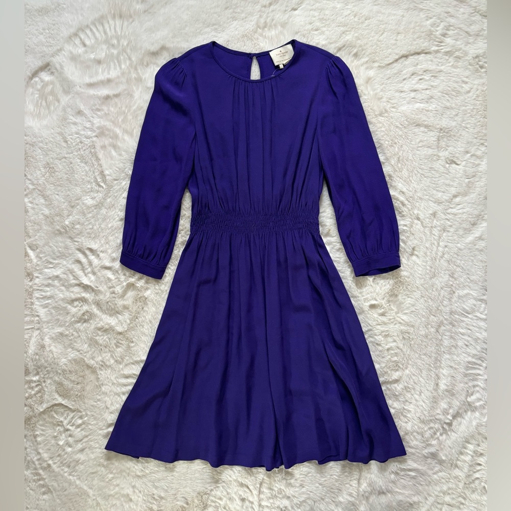Kate Spade - Purple Viscose Midi Length Elastic Waist Zari Dress